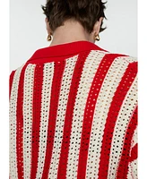 Mango Women's Striped Openwork Cardigan sweater