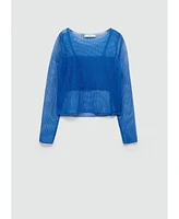 Mango Women's Semi-Transparent Sweater Combined Top