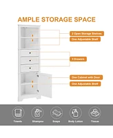 Slickblue White Triangle Tall Cabinet Slim Space-Saving Design for Modern Storage Solutions