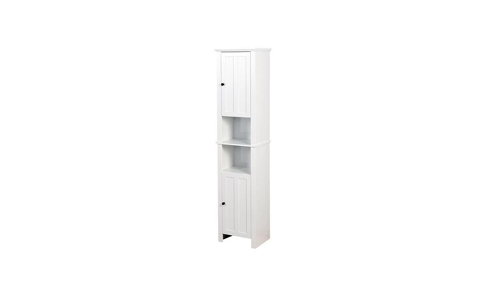 Slickblue Bathroom Floor Storage Cabinet with 2 Doors Living Room Wooden Cabinet with 6 Shelves 15.75 x 11.81 x 66.93 inch