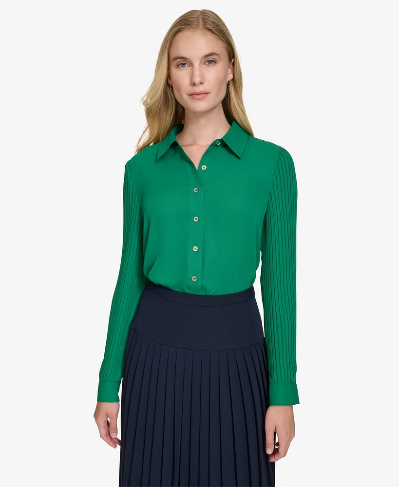 Tommy Hilfiger Women's Pleat-Sleeve Button-Front Shirt