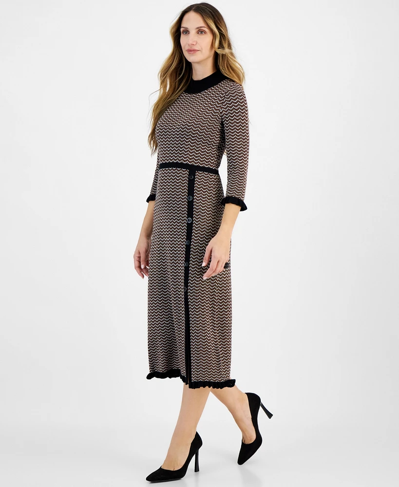 Robbie Bee Women's Geo-Print Mock-Neck Bodycon Dress
