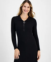 Robbie Bee Women's Ribbed Zippered Sweater Dress