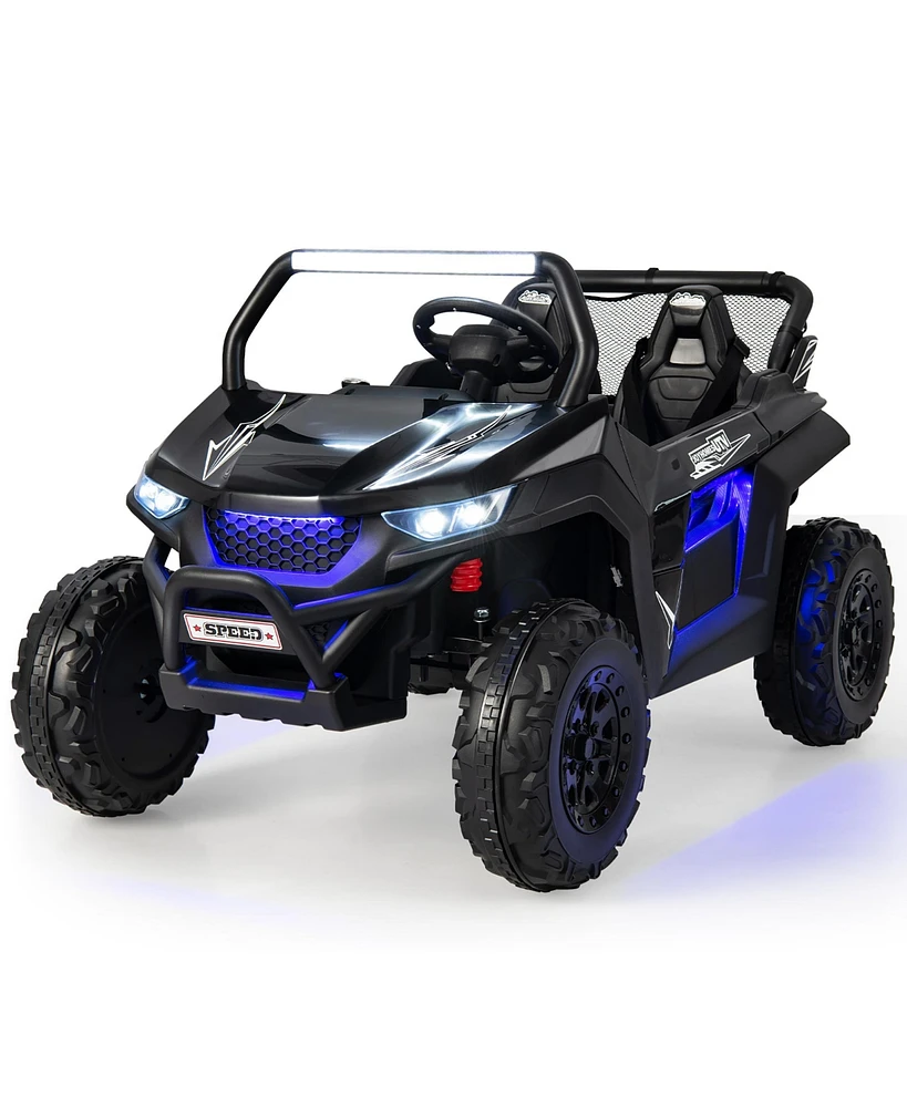 Costway 12V 2-Seater Kids Ride On Utv Rc Electric Vehicle Suspension w/ Lights & Music