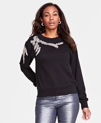 I.n.c. International Concepts Women's Embellished Crewneck Sweater, Created for Macy's