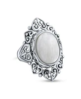 Bling Jewelry Western Jewelry Large Filigree Oval Cabochon Armor Full Finger Statement Blue Turquoise Ring For Women Oxidized .925 Sterling Silver