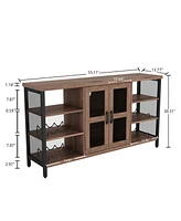 Slickblue Industrial Wine Bar Cabinet, Liquor Storage Credenza