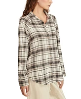 Lucky Brand Women's Plaid Button-Down Long-Sleeve Tunic Shirt