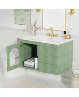 Slickblue Elegant Floating Bathroom Vanity Sink & Cabinet Combo with 1 Door and 2 Drawers