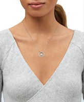 Grown With Love Cultured Freshwater Pearl (8mm) & Lab Grown Diamond (1/2 ct. t.w.) Open Circle 18" Pendant Necklace in 14k White Gold