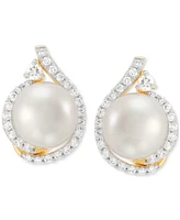 Grown With Love Cultured Ming Pearl (8mm) & Lab Grown Diamond (3/8 ct. t.w.) Halo Stud Earrings in 14k Gold