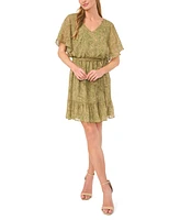 CeCe Women's Smocked Waist Serene Paisley Mini Dress