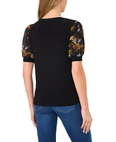 CeCe Women's Floral Puff-Sleeve Blouse