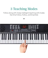 Best Choice Products 61-Key Beginners Electronic Keyboard Piano Set w/ Led, 3 Teaching Modes, H-Stand, Stool