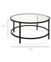 Best Choice Products 36in Round Tempered Glass Coffee Table for Home, Living Room, Dining Room