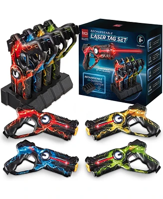 Best Choice Products Set of 4 Rechargeable Laser Tag Blasters, No Vests Needed w/ Docking Station, 4 Settings