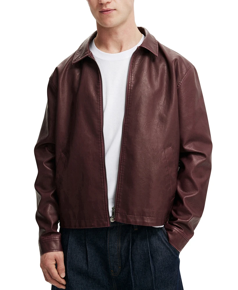 Cotton On Men's Artificial Leather Harrington Jacket