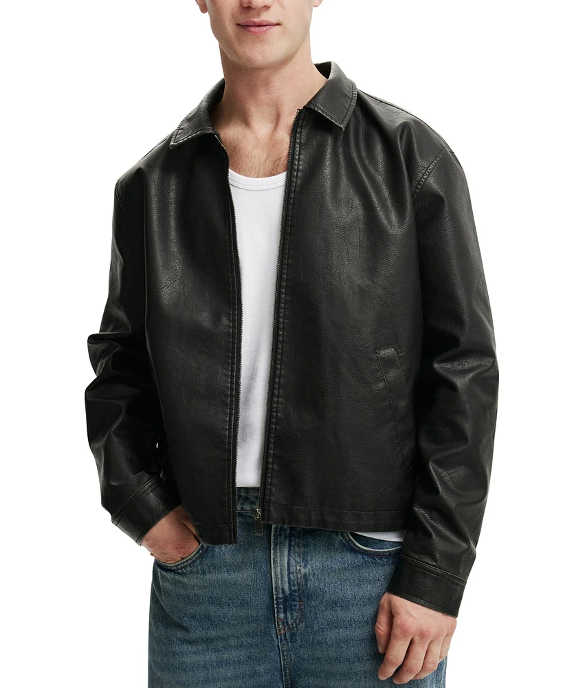 Cotton On Men's Artificial Leather Harrington Jacket