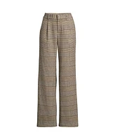 Lands' End Women's Brushed Flannel High Rise Pleated Wide Leg Pants