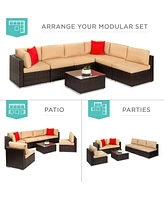 Best Choice Products 7-Piece Outdoor Modular Patio Conversation Furniture, Wicker Sectional Set