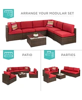 Best Choice Products 7-Piece Outdoor Modular Patio Conversation Furniture, Wicker Sectional Set