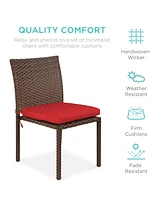 Best Choice Products Set of 4 Stackable Outdoor Patio Wicker Chairs w/ Cushions, Uv-Resistant Finish