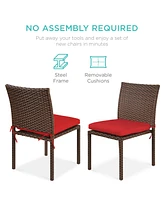 Best Choice Products Set of 4 Stackable Outdoor Patio Wicker Chairs w/ Cushions, Uv-Resistant Finish