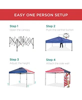 Best Choice Products 10x10ft Easy Setup Pop Up Canopy, Portable Tent w/ Side Wall, 1-Button Push