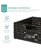 Best Choice Products Set of 4 13in Woven Water Hyacinth Pantry Baskets w/ Chalkboard Label, Chalk Marker