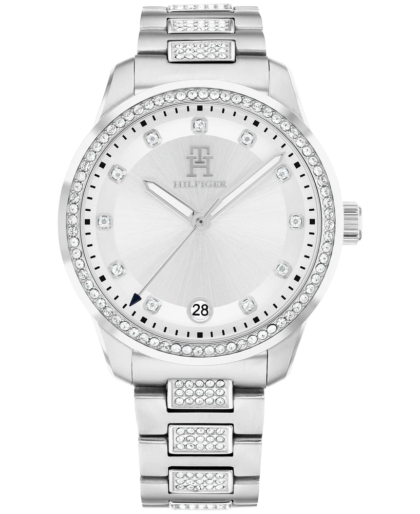 Tommy Hilfiger Women's Quartz Silver-Tone Stainless Steel with Crystals Bracelet Watch 36mm