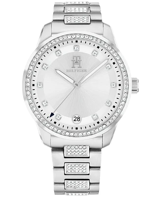 Tommy Hilfiger Women's Quartz Silver-Tone Stainless Steel with Crystals Bracelet Watch 36mm