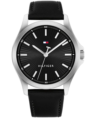 Tommy Hilfiger Quartz Black Leather Strap Watch 42mm