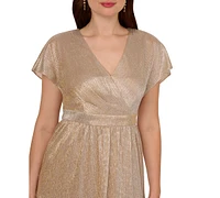 Adrianna Papell Women's Metallic Flutter-Sleeve Gown