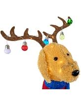 Northlight 36.5" Led Lighted Dog Wearing Antlers Christmas Outdoor Yard Decoration