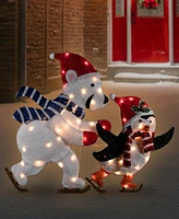 Northlight 41.25" Lighted Ice-Skating Polar Bear and Penguin Outdoor Christmas Decoration