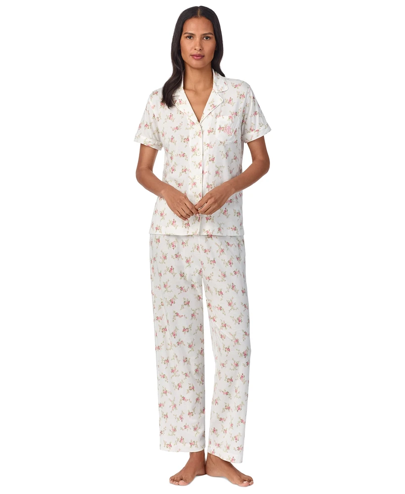 Lauren Ralph Petite Floral Notched-Collar Pajama Set