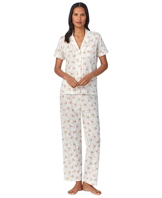 Lauren Ralph Petite Floral Notched-Collar Pajama Set