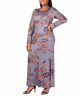 24seven Comfort Apparel Plus Long Sleeve Maxi Dress