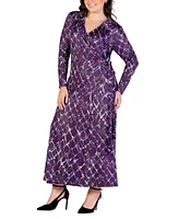 24seven Comfort Apparel Plus Collared Wrap Maxi Dress