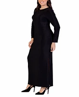 24seven Comfort Apparel Plus Long Sleeve Shimmery Maxi Dress