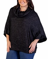 24seven Comfort Apparel Plus Cowl Neck Dolman Sleeve Top