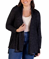 24seven Comfort Apparel Plus Open Front Long Sleeve Cardigan Sweater