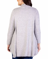 24seven Comfort Apparel Plus Open Front Long Sleeve Cardigan Sweater