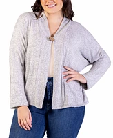 24seven Comfort Apparel Plus Button Front Long Sleeve Cardigan Sweater