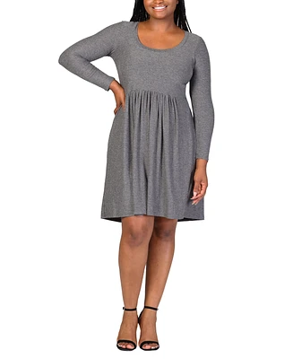 24seven Comfort Apparel Plus Long Sleeve Knee Length Dress