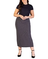 24seven Comfort Apparel Plus Ribbed Knit Maxi Skirt