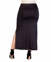 24seven Comfort Apparel Plus Versatile Elastic Waist Maxi Skirt