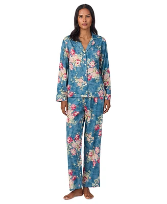 Lauren Ralph Women's Floral Notched-Collar Pajama Set