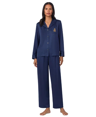 Lauren Ralph Women's Satin Notched-Collar Pajama Set