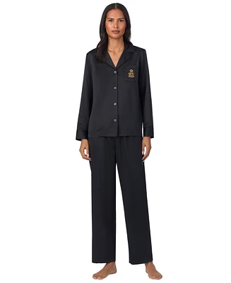 Lauren Ralph Women's Satin Notched-Collar Pajama Set